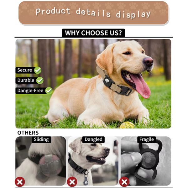 Dog Collar Eco Friendly Nylon Adjustable Pet Collars with Air Tag GPS Tracker Dog Leads