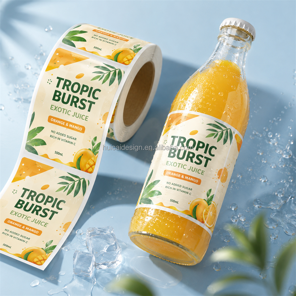 Custom Printing Logo Waterproof Food Sticker Jar Glass Plastic Bottle Label Round Rectangular clear Packaging Label