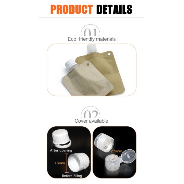 30ml 50ml Detergent Packaging Pouch 3 Side Sealed Laminated Kraft Paper Food Packaging