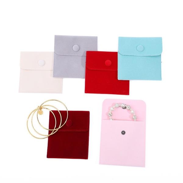 Elegant Luxury Noble Eco Friendly Biodegradable Velvet Jewelry Velvet Bag Snap Button Jewelry Bag Jewelry Bag Necklace Bracelet Ring Jewelry Packaging Bag