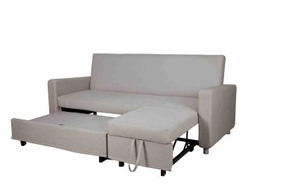 Gray Cotton Home Sofa Bed Convertible Adjustable Footrest With Side Pocket