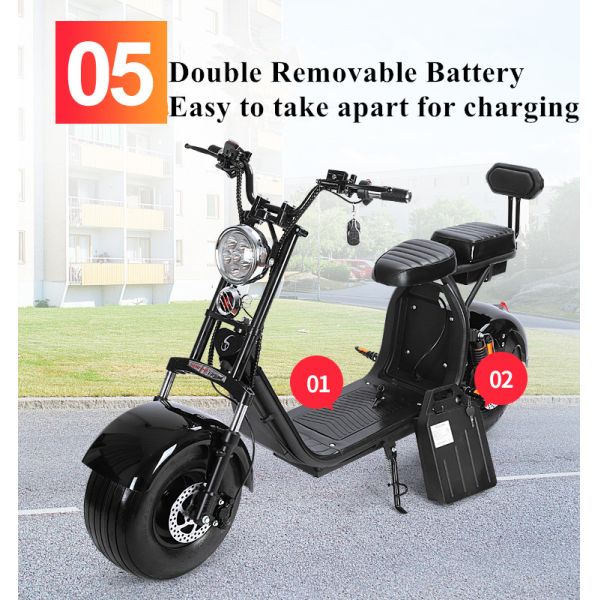 Disc Brake 2 Wheel Electric Bike Adults Citycoco with Front / Rear Suspension Shock