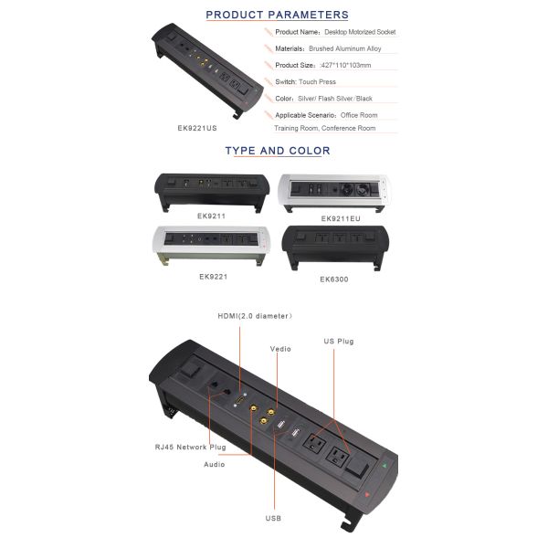 Meeting Room Touch Press Switch Flash Silver Desk Flip Up Media Outlet