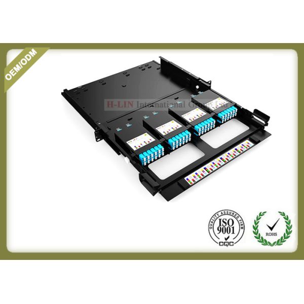 Black 24 Fiber Optic Distribution Box MPO / MTP OM3 LGX For LC Adapter