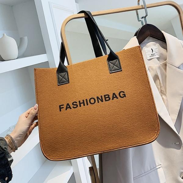 Versatile Felt Bag, Shoulder Handbag, Felt Tote Bag, Leather Strap, Shopping Bag, Large Quantity Discount Large Reusable Bags Heavy Duty Grocery Tote Bag