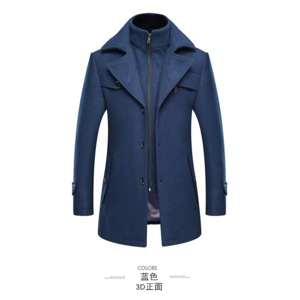 NO Needle Detection Fashion City 24-35Years old Men's Plus Size Double Collar Woolen Coat