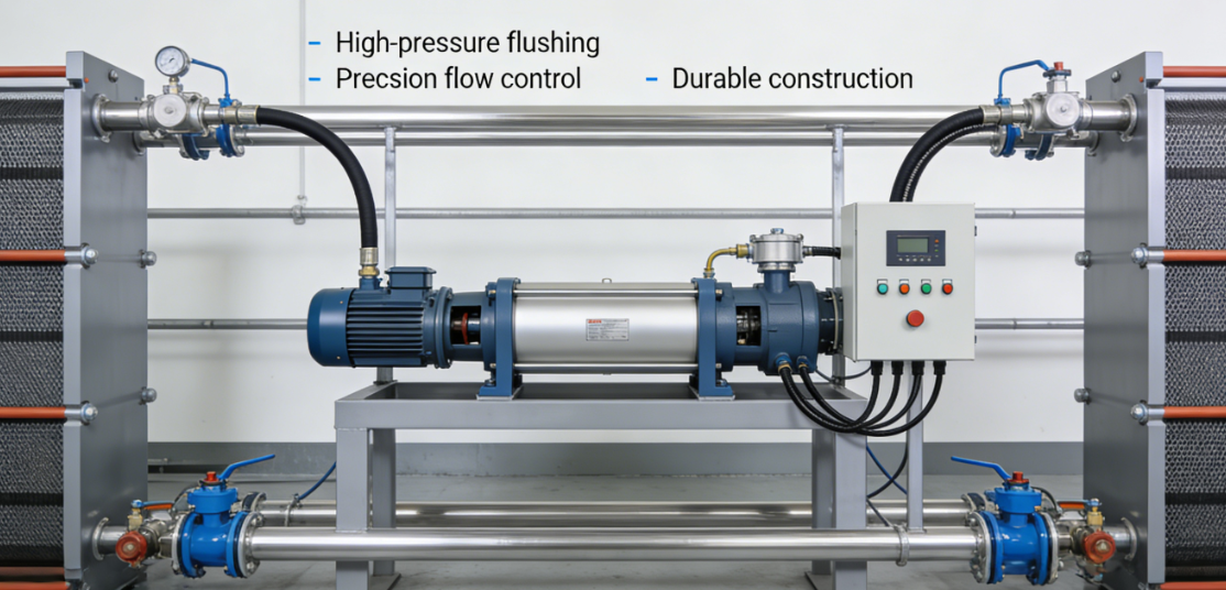 Horizontal Precision Flushing Pump For Industrial Plate Heat Exchanger Channel Professional Cleaning And  Maintenance Solution