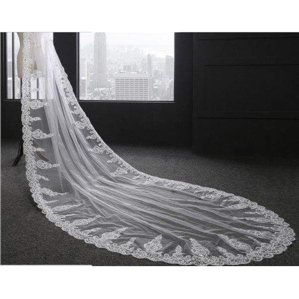 Embroidery Cord lace with Rhinstone Ivory/White Bridal Veil Wedding Accessories