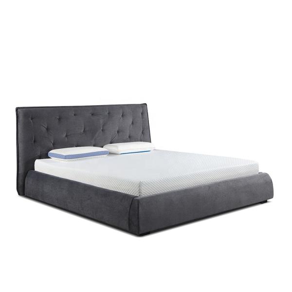 11068 Hot Selling Soft Bed Light Grey /Dark Grey Queen Bed Cotton Comfortable Bed