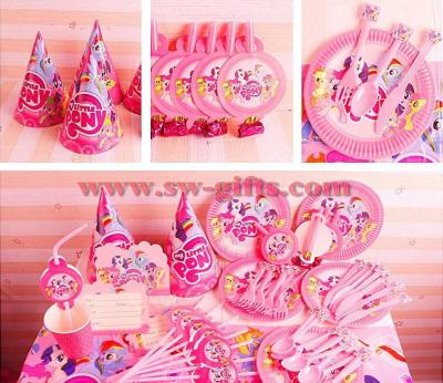New pony party supplies for children birthday party party supplies of table cloth cups forks