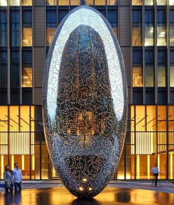 AISI316 Stainless Steel Oval Sculptures Custom Made Hollow Steel Sphere With Holes