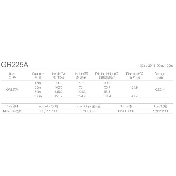 Makeup Pump Bottle GR225A PP/PP PCR Spray And Lotion Actuator Snap On