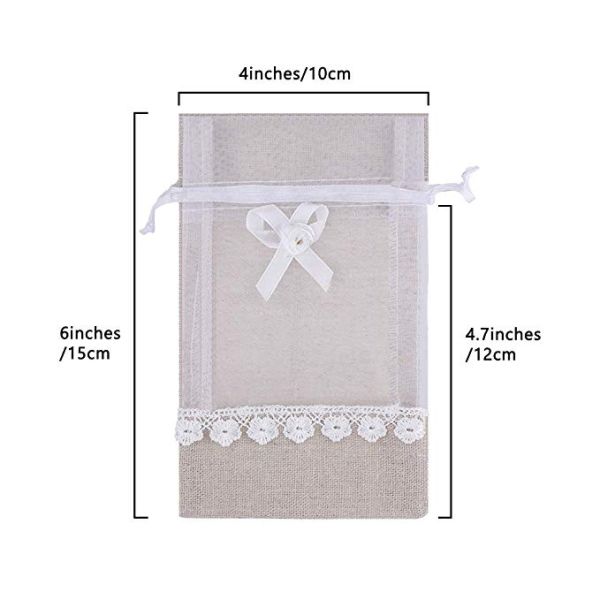 Personalised Favor Linen Pouch Bags Lace Cute Custom For Wedding Party Gift