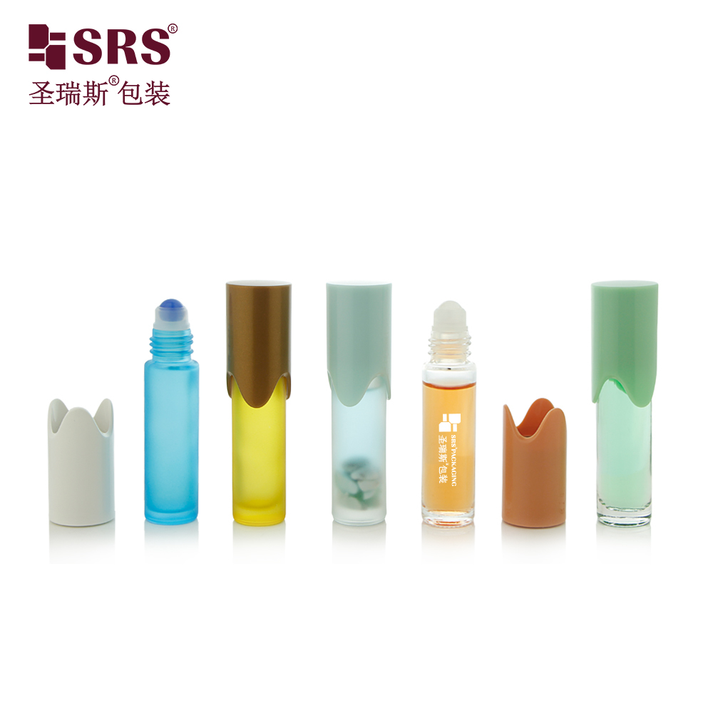 BLPY 10ml Empty Glass Roll On Bottle with Special Shaped Cap for Essential Oil