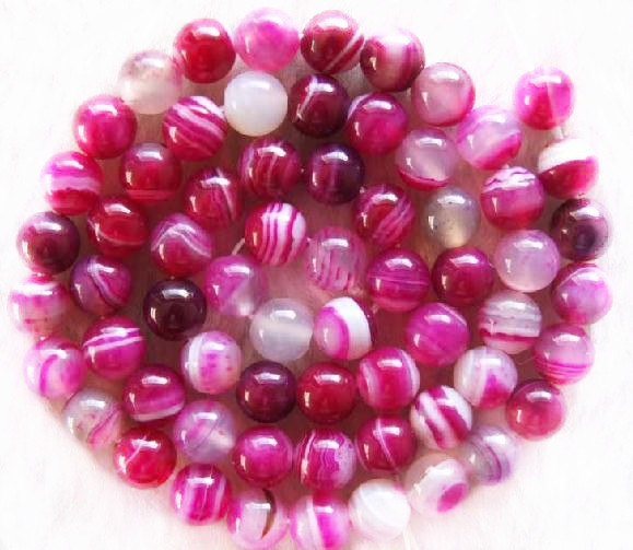 Semi Precious Gem Beads Natural Pink Round Agate Gemstone Beads