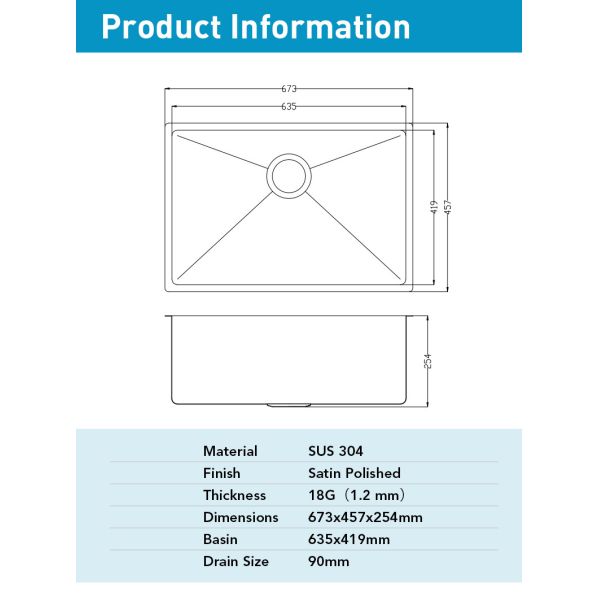 18 Gauge Workstation Stainless Steel Kitchen Sink With Strainer Silver Brushed Finish