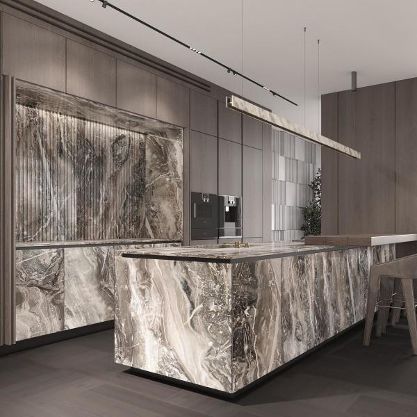 Luxury Customized Kitchen Cabinet Kitchen Furnitures Design Wood Veneer Kitchen Cabinet