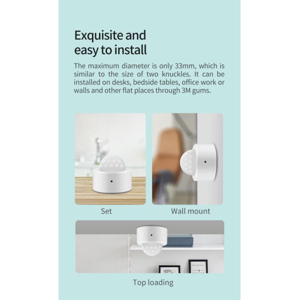 ODM Smart Home Sensors Mini Wireless Zigbee Pir Motion Sensor Pet Friendly
