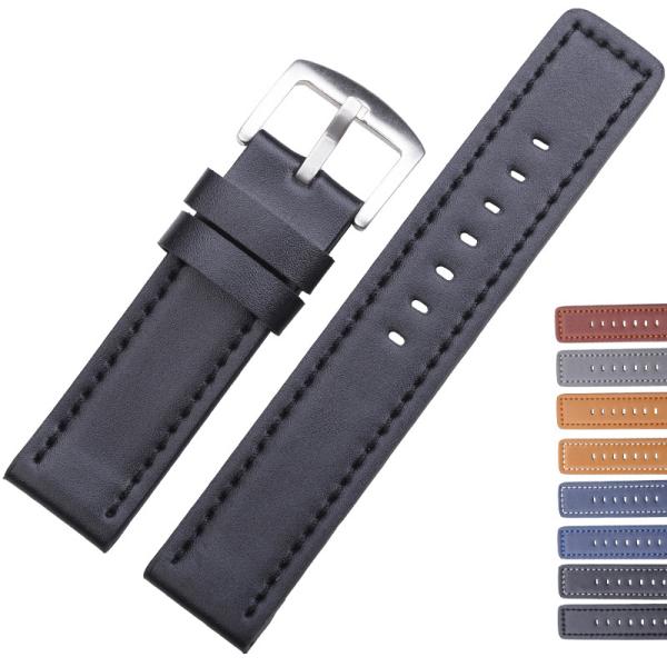 ALK Vintage Cow Leather Watch Band Bracelet multicolors Strap pin buckle Watchband  belt accessories brown  18mm 20mm 22