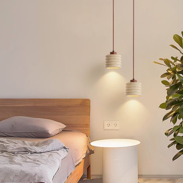 Yellow travertine wooden pendant lamp bedroom for home decorator interior stone pendant lamp