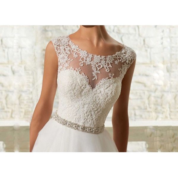 Organza A Line Lace Wedding Gown Backless Chest Heart Shaped Waist Beading