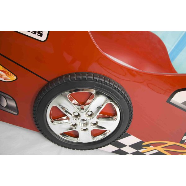Cartoon Bedroom / Kids Playroom Furniture Children Racing Car Bed With LED Lights