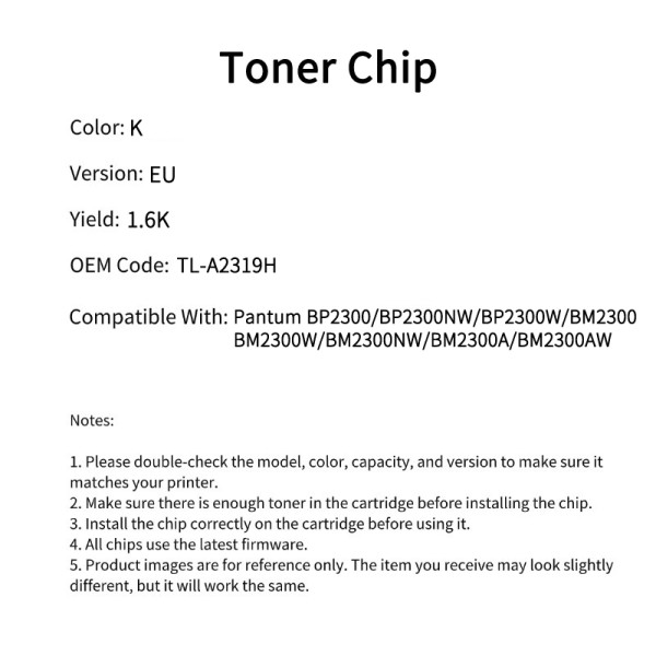 Compatrible TL A2319H Toner Chip For Pantum BP2300 BP2300NW BP2300W BM2300