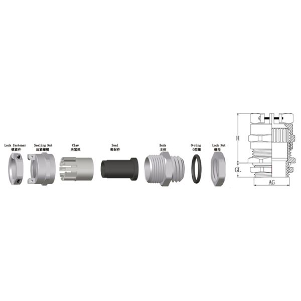 Tensile Double Lock Type Brass Cable Gland M12 - M72 For Cable Seal