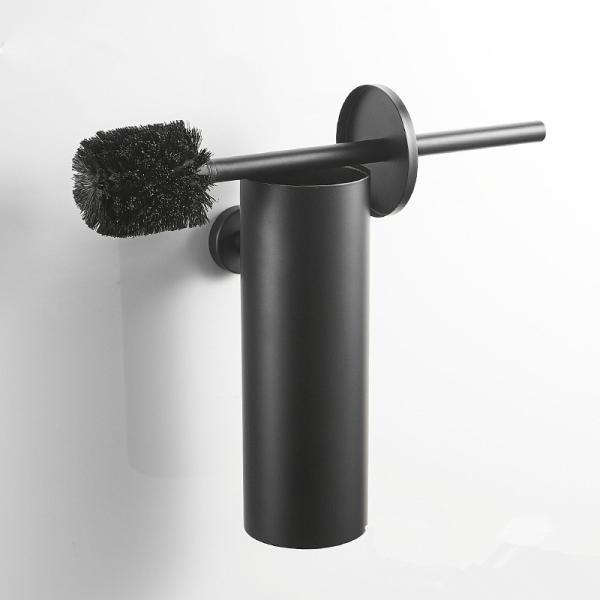 Commercial Round Black Wall Mounted Toilet Brush / Steel Brush Holder