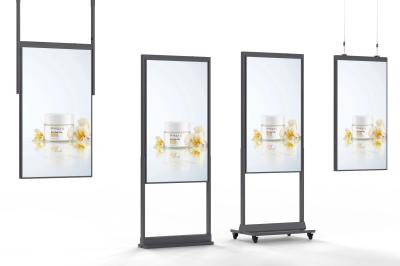 Tableau de menus ultra-mince à haute luminosité lecteur publicitaire numérique double écran vitrine suspendue double écran LCD
