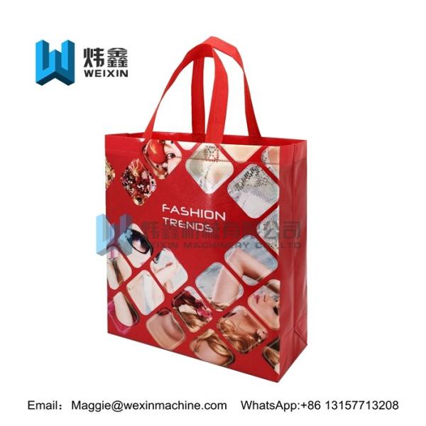 Red series 100gsm  2018 latest fashion pp non woven shopping bag with red handle