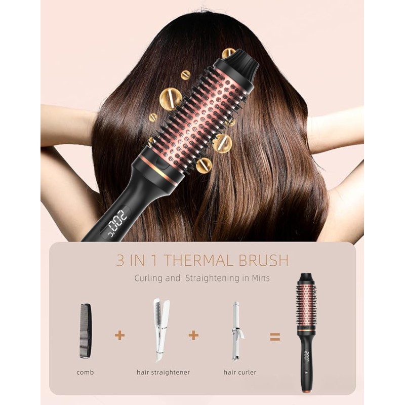 Professional Portable Hair Brush Comb LED Temperature Display PTC Heater Thermal Brushes Fast Heating 65W Multi-Function