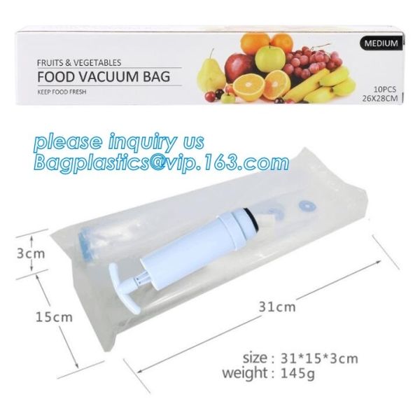 Disposable Transparent Vacuum Sealer Food Storage Plastic Packaging Roll Bag for Food Sealed, Textured Food Freshness St
