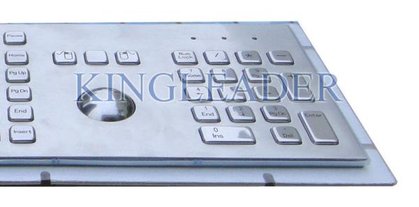 Teclado de aço inoxidável da montagem do painel do quiosque com Trackball, chaves do FN e teclado do número