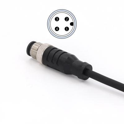 Conector M12 sem blindagem macho com cabo moldado