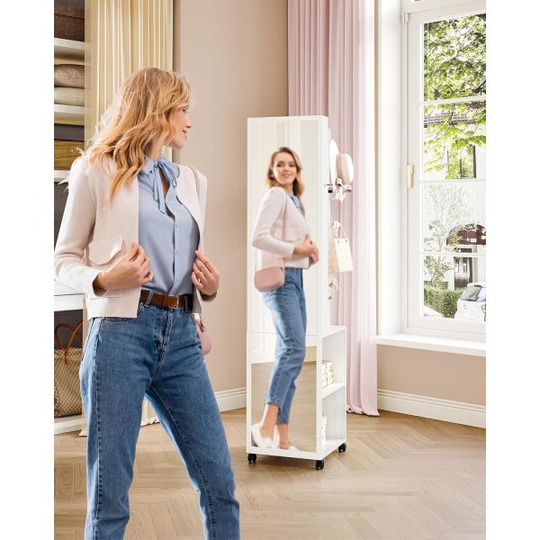 Cabinet de espejos de madera de longitud completa sin marco Cabinet de joyas de espejo moderno