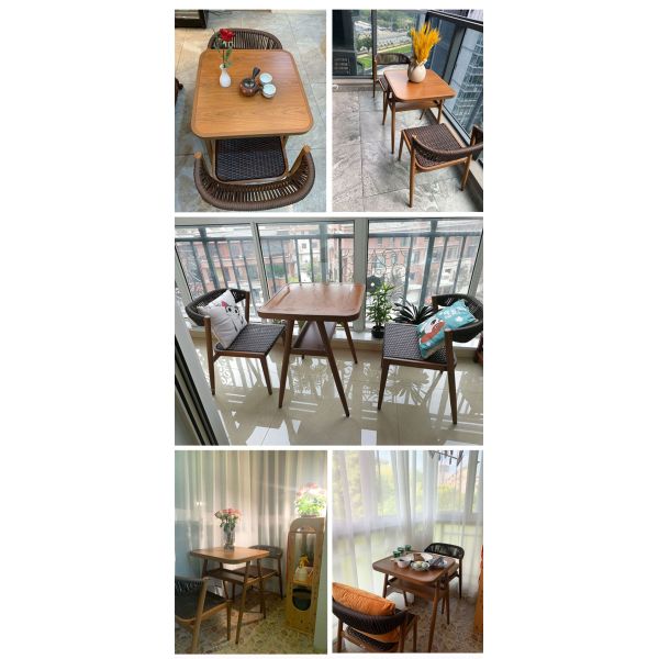 Indoor and Outdoor Furniture Storage Space Saving Rattan Garden Table and Chairs
