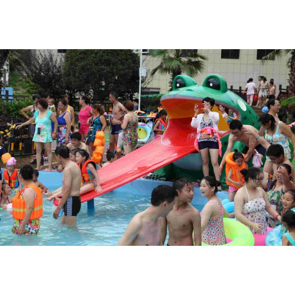 Сформированные лягушкой скольжения водного бассейна, игры игры воды скольжения стеклоткани парка Аква для аквапарк