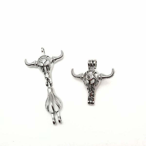 DIY Pendant Jewelry Alloy ox-head Shaped Wish Pearl Cage Pendant