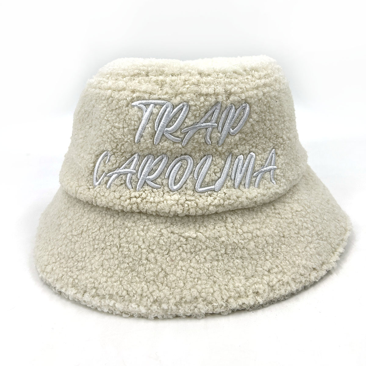 Teddy Velvet Bucket Hat Cotton Satin Fisherman Hat Custom 3D Embroidered