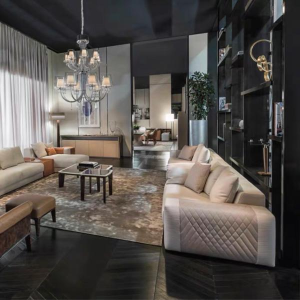 Leatherette 0.8m Modern Living Room Sectional Sofas , Pine Contemporary Leather Sectional Sofas For Small Spaces
