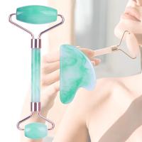 Cara principal dobro Jade Roller 36g 18g Gua Sha Jade Roller Set Free Sample