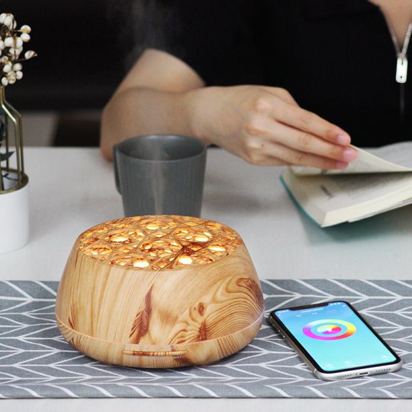 Smart Wifi Wireless Essential Oil Aromatherapy Diffuser with Alexa Google App Voice Control 400ml Ultrasonic Diffuser Humidifier