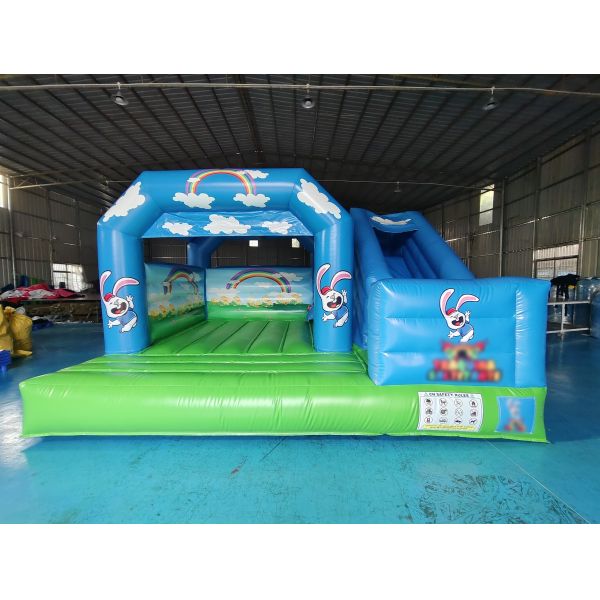 ПВХ брезентный надувный дом со слайдом Голубое небо надувный комбо для детей на открытом воздухе