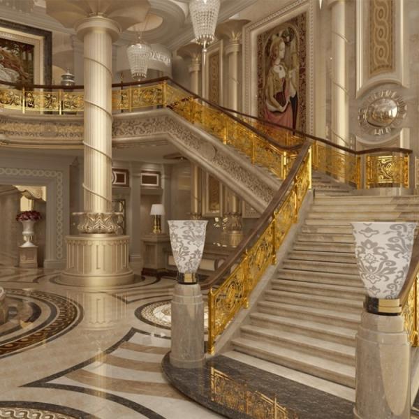 Carve Metal Stair Railing Modern Luxury Gold Staircase Railing