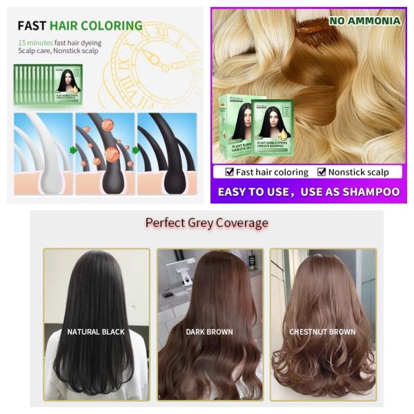 Grey Coverage OEM Bubble Hair Dye Shampoo  Herbal Formula 3-in 1 Instant Hair Color Shampoo  Hair Color Manufacturer Supply
