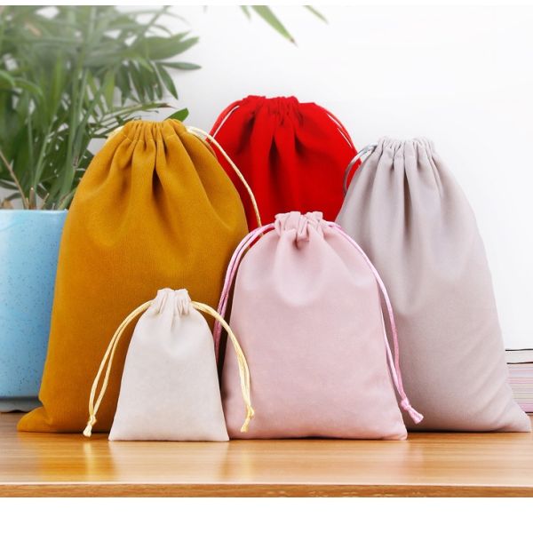 Colorful Velvet Drawstring Pouches for Custom Jewelry Packaging and Display