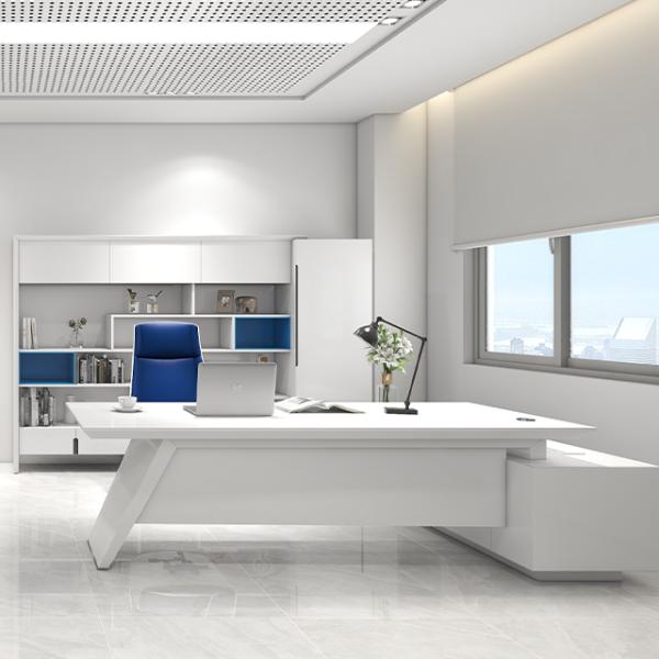 Light Colored Boss Desk, Simple And Bright Boss Desk, Foshan Origin Factory Office Furniture, Foreign Trade Export