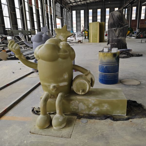 Eco-friendly Garden Decoration Life Size Fiberglass Ornament Model Outdoor Cartoon Rabbit Statue