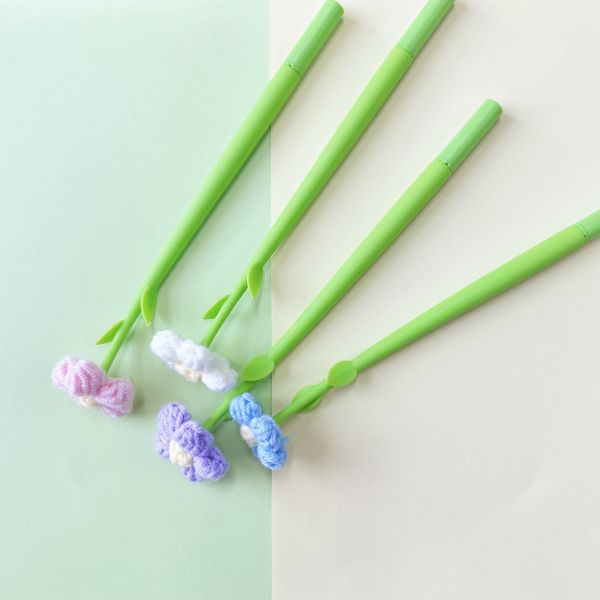 New Silicone Lucky Daisy Neutral Pen Knitted Flowers Creative Gel Ink Pens